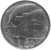 50 Lire San Marino 1975 verso