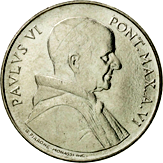 50 Lire Città del Vaticano Paolo VI tipo IV dritto