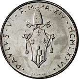 50 Lire Città del Vaticano Paolo VI tipo VI dritto