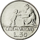 50 Lire Città del Vaticano Paolo VI tipo VIII verso