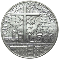 500 Lire argento Città del Vaticano Giovanni Paolo II 1991 verso