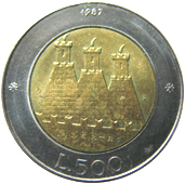 500 Lire San Marino 1987 verso