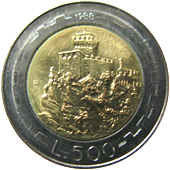 500 Lire San Marino 1988 verso