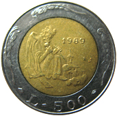 500 Lire San Marino 1989 verso