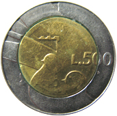 500 Lire San Marino 1990 verso