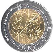 500 Lire San Marino 2001 verso