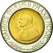 500 Lire Città del Vaticano Giovanni Paolo II 1990 dritto