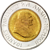 500 Lire Città del Vaticano Giovanni Paolo II 1992 dritto