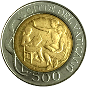 500 Lire Città del Vaticano Giovanni Paolo II 1996 verso