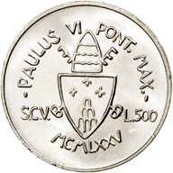 500 Lire Città del Vaticano Paolo VI tipo VII dritto